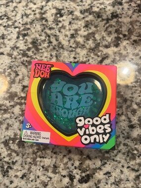 Good Vibes Only Heart Stress Toy - Teal Glitter